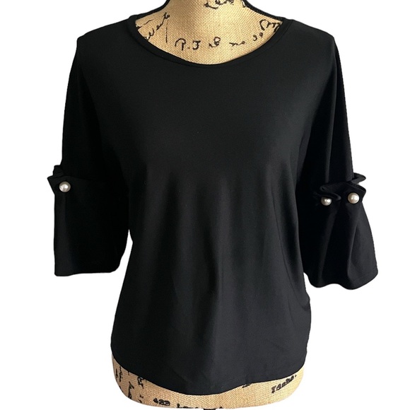 Tops | Zara Black Top With Oversized Faux Pearls This Is A Business